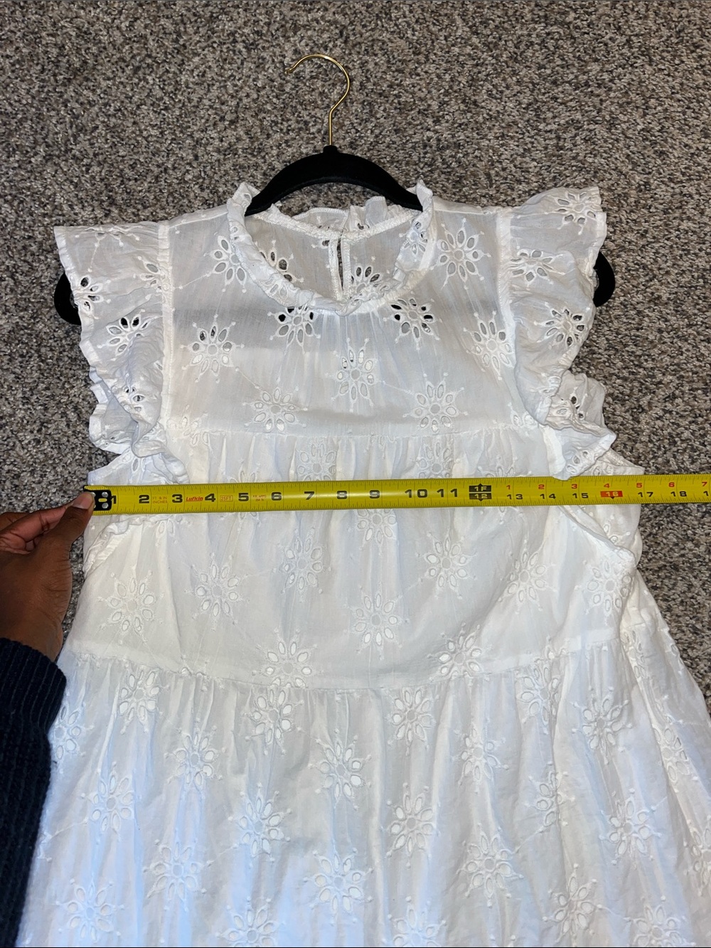 Entro White Eyelet Ruffle Mini Dress Medium - Picture 15 of 16